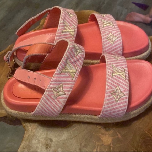 Louis Vuitton Coral Pink Espadrille Sandals - Picture 1 of 5